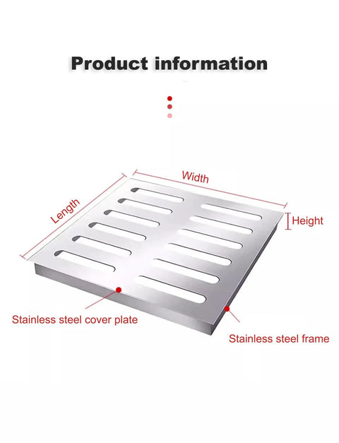 Heavy Duty Stainless Steel Gully Grid Drain Grate Catch Basin Cover With Smart Debris Mesh Filter For Zero Clog Hassle Indoors Or Outdoors Pro Grade Solid Build Drain Saver 23.6 Inch, showcasing stainless steel cover plate.