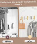 Before and after image showcasing the Foldable Wall Mounted Coat Hook Built With Heavy Duty Steel to organize jackets and bags.