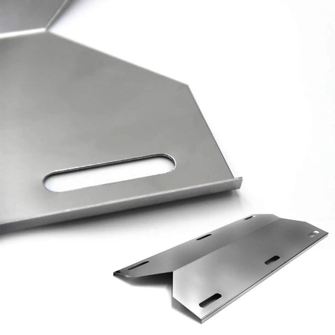 Seventeen And Three Quarter Inch Heavy Duty Stainless Steel Grill Heat Shields Set Of 4 With Angled View