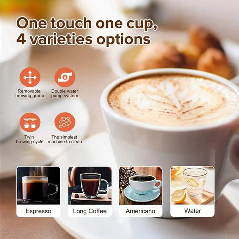Level Up Your Coffee Game With This Fully Automatic Espresso Machine Built In Grinder And Milk Frother 15 Bar Pressure Coffee Maker featuring coffee options.