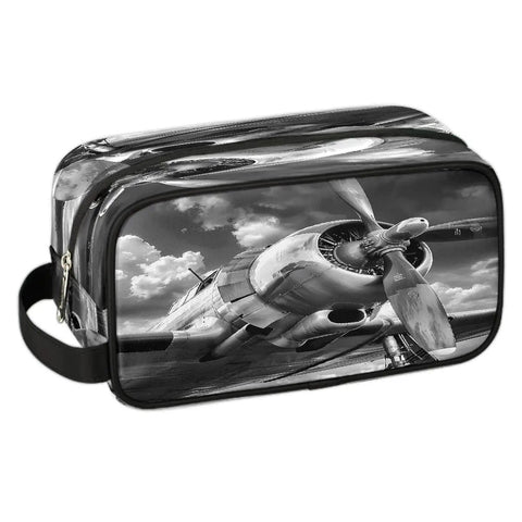 Travel Toiletry Bag For Men Women Kids Waterproof Dopp Kit Organizer With Spacious Compartments, airplane print design
