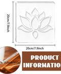 Lotus Flower Acrylic Router Template Seven Nine Inch Square Dead On Clear Floral Inlay Guide with dimensions shown.