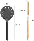 Pizza Oven Accessories Kit With 8 Inch Turning Peel Brush And Stone Scraper Tools And Supplies Set For Outdoor Ovens Great For Backyard Pizza Nights Compatible With Ooni Gozney Ninja Solo Ovens Easy Turn And Clean. "Image showing an 8-inch turning peel and 26-inch brush with wooden handle."