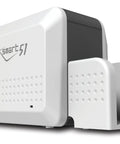 Kickstart Your Operations With This Slick Single Sided ID Card Printer And Supplies Bundle Featuring Fast Dye Sublimation Tech, white design.