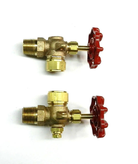 Sight Glass Water Gauge Valve Set For 5/8 Inch Diameter Steamaster Boilers with brass and aluminum components, side view