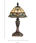 Fieldstone Finish Table Lamp With Art Glass Shade In Black, Tiffany Inspired Lighting, Inline On Off Switch, 18.5 Inch Height, 10.25 In Base Width, Uses 1 X 60W E12 Bulb Not Included, Elegant Home Decor Accent