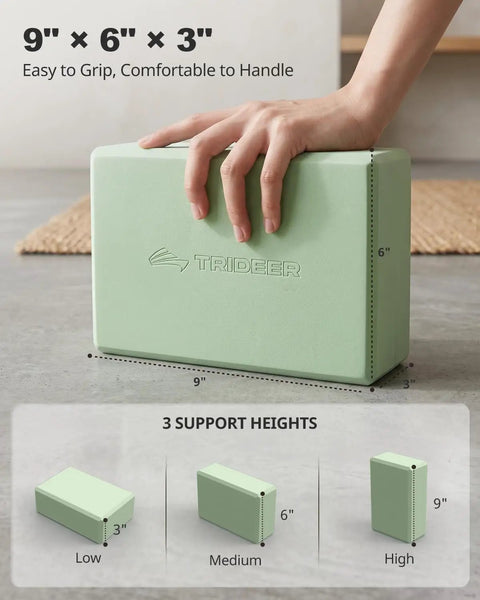 Premium Soft Foam Yoga Blocks For Pilates And Meditation Lightweight Odorless Cushioned Supports For Stretching Toning And Daily Fitness Killer Comfort Mint Green size 9x6x3 inch