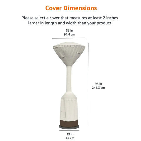 Outdoor Wind Resistant Patio Heater Cover Water Resistant Snow Resistant Weather Resistant Tan dimensions illustration