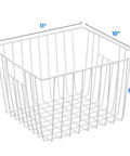 Vibe Shift Your Deep Freeze Setup With Heavy Duty Wire Baskets Acting As Kitchen Storage Organizer Bins For Chest Or Upright Models Refrigerator Dividers With Beefy Handles Four Pack Pearl White, measuring 11x10x5.5 inches.