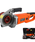 Heavy Duty 2300W Electric Pipe Threader Kit With Six Premium Dies For Galvanized And Iron Pipes, featuring copper motor and ergonomic handle.