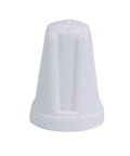Front view of white ceramic high-temp wire connector cap, 35/64 in dia.