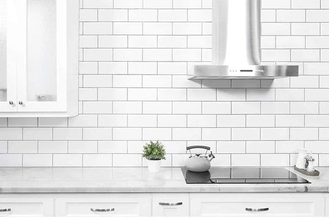 Kitchen with Thicker Peel And Stick Subway Tile Backsplash For Kitchen And Bathroom White, 2mm To 2.5mm Thick, 3x Stronger Adhesive.
