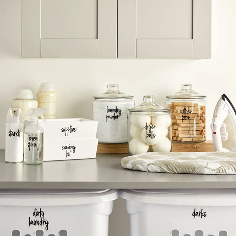 White Vinyl Laundry Labels For Jars And Containers 141 Count With Modern Script For Kitchen And Laundry Room Organization Water Resistant Adhesive Food Container Labels Durable Clear Labels For Easy Food Storage Like A Pro