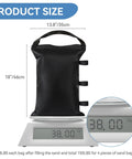 Heavy Duty Sand Bags For Canopy Legs Set Of 4 Empty Weight Bags on scale measuring 38 lbs each, size 18x13.8 inches.