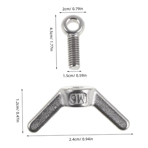 Stainless Steel Flange Butterfly Wing Bolts Kit M6x20mm With Locking Hole For Secure Furniture And Machinery Connections
