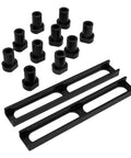 Aluminum Alloy Workbench Dog Stop Non Slip Clamping Pad for MFT Tables, 10-piece kit with 2 bases visible on white background.