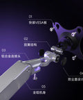 Detailed view of Heavy Duty Height Adjustable Monitor Mount With Extended Reach For Slick Gaming And Desk Setups Featuring No Sweat Install Ball Pivot Tilt Swivel And Beefy Aluminum Frame components.