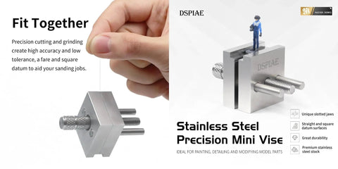 Stainless Steel Precision Mini Vise Grip 0.88inch To 0.22inch For Tiny Models And Fixed Parts, A Handy Tool For Detailing, Sanding Surfaces, Drilling Holes, Scribing Panel Lines, Painting Prep, And Fine Craft Work. stainless steel mini vise with slotted jaws