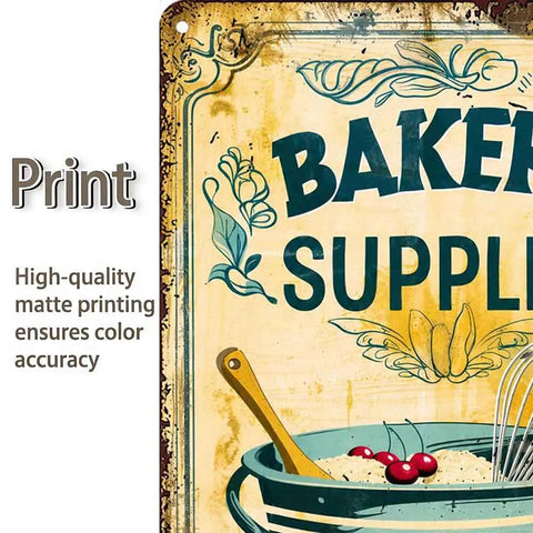 Vintage Aluminum Bakery Sign 12x8 Inch Rustic Retro Wall Decor For Home Bakers And Bakery Shops Durable Metal Kitchen Cafe Sign That Resists Rust And Fading Classic Industrial Style Aluminum Sign, bakery sign print