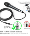 Karaoke Dynamic Vocal Microphone For Stage And Home Use 6.35mm Wired Handheld Mic with detachable 14.8ft cable and on/off switch