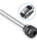 Heavy Duty Straight Shank C12 Collet Chuck Holder With ER16 Ground Clamping For CNC Milling And Lathe Deep Rod Extension Work High Rigidity 100mm Length image showing a silver steel rod with a black nut clamp.