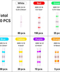 400Pcs Solder Seal Wire Connectors Kit with color-coded connectors for 26-6 gauge, showing quantity and AWG sizes.
