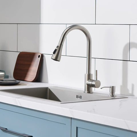 Brushed Nickel Sink Soap Dispenser For Kitchen Sink Stainless Steel Build 17 Oz Refill Bottle Built In Design