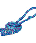 Braided Nylon Barrel Rein Half Inch By Eight Foot With Easy Grip Knots And Nickel Conway Buckle Bit Ends In Hurricane Blue And Black