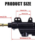 Rear Hydraulic Brake Master Cylinder 10mm For 50cc To 125cc ATVs And Dirt Bikes Beefed Up Braking With Tight Caliper Control Fits Taotao Roketa BMS Coolster Chinese ATVs Banjo Bolt 10mm Black Finish product dimensions shown in diagram.