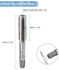 No Sweat M8 X 1.25 Metric Hand Taps 2 Pack, Heavy Duty 9crsi Steel taper with specifications for precise threading.