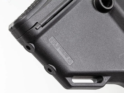 Side view of Gray Fixed Stock For Rifle-Length Extension Tubes Without A2 Spacer showing slim profile and rubber butt pad.