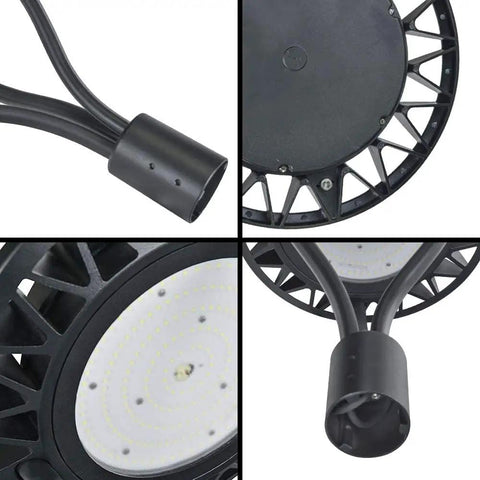 Close-up of Ultra Bright 150W LED Post Top Light With 19,500 Lumen Output, showing die-cast aluminum structure and LED array.