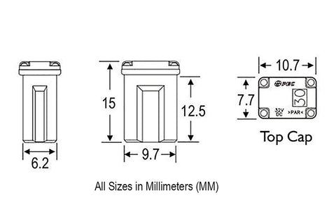 Dimensions of Micro Female 20 Amp Car Fuses Kit 10 Pack For Cars Trucks SUVs