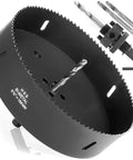 Six And Five Eighths Inch Hole Saw With Heavy Duty Arbor Bi Metal Hss Teeth for drywall, wood, plastic, and thin metal