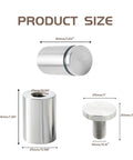 Dimensions of Stainless Steel Sign Standoff Screws 1 Inch By 1.38 Inch Wall Mount For Glass And Acrylic Frames Brushed Finish