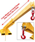 Workhorse 3 Ton Forklift Jib Boom Crane Telescopic Mount With Dual Forks 63 To 98 Inch Adjustable carbon steel boom with red hook.