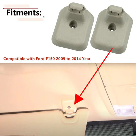 Ford F150 Sun Visor Clip Retainer Replacement 2 Pack Beige Gray OEM Style Visor Holder install illustration for 2009-2014 F150