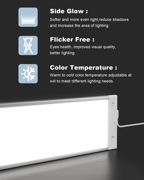 Under Cabinet LED Lighting Kit With 5 Color Temperatures Mesh App DIY Control 14W 920 Lumens ETL Listed Linkable Panel