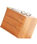 Wooden Desktop File Cabinet With Lock Organizer for Office Supplies with three drawers made of hand-polished paulownia wood.