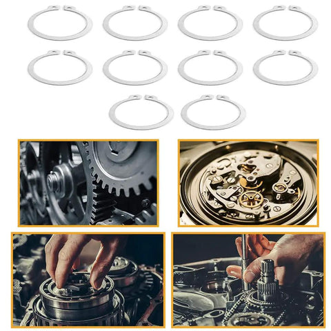 Top Shelf 304 Stainless Steel Snap Rings For Shafts, Heavy Duty Internal Retaining Circlips With Precision C Clip Design, Rust Resistant Shaft Holders Pack Of Ten