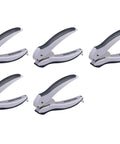 Pack Of 5 EZ Squeeze One-Hole Punch Set With 10 Sheet Capacity, Lightweight Gray Blue Desk Side Workhorse arranged in rows