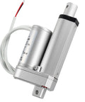 Beefy 30mm Stroke 12V DC Linear Actuator, Quiet 24mm/s Heavy Duty Push Pull, shown in metal, with wiring and mounting block.