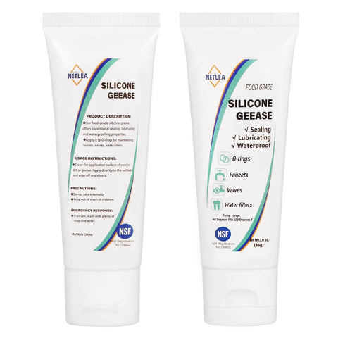 Front view of Multi Purpose Silicone Grease For O Rings And Electrical Connectors Dielectric Lubricant For Automotive Spark Plugs High Temperature Insulation Protection Non Drip Formula NSF Certified 1.6 Ounce Tube with labels displayed.