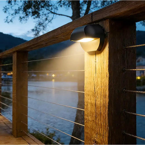 Outdoor Landscape Lighting Cast Aluminum 2.5W Deck LED Lights Low Voltage 12V for Steps Posts and Fences Warm White Waterproof IP65 Black Finish 1 Pack on wooden post