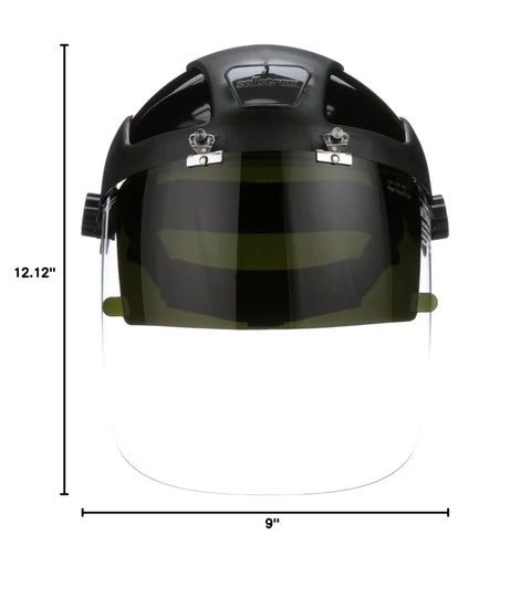 Heavy Duty Rock Solid Anti Fog Safety Face Shield Featuring Flip Up Infrared Heat Blocking Visor Ansi Z87 Certified Full Coverage Headguard For Tradesmen