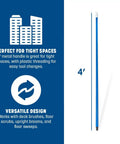 Heavy Duty 48 Inch Powder Coated Metal Broom Handle With Smooth Plastic Thread Attachment And Secure Hanging Cap Standard Acme Fitting For Floor Sweeps 12 Pack Built Like A Truck Blue, 4 foot length shown.