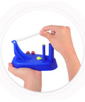 Hands On Pendulum Demonstration Kit For Physics Classrooms Inertia Demonstrator held showing blue base and spring.