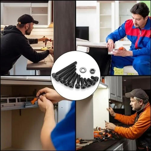 Heavy Duty Carbon Steel Hex Socket Head Cap Screws Kit 186 Piece Set With Nuts And Washers Black Finish For General Machinery And Home Repairs Q235 Level Four Point Eight Grade Tough As Nails Fasteners. black bolts with nuts and washers