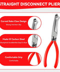 Straight disconnect pliers from 4-Piece Auto Electrical Disconnect Pliers Set with Storage Box, featuring red handles and claw design.