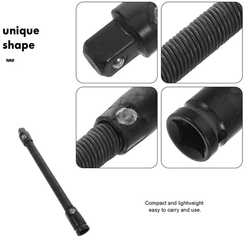 Flexible Socket Extension Sleeve Half Inch Drive Bendable Wrench Rod, 350mm Long for Automotive and Home Repair, Curved Connection Socket Adapter